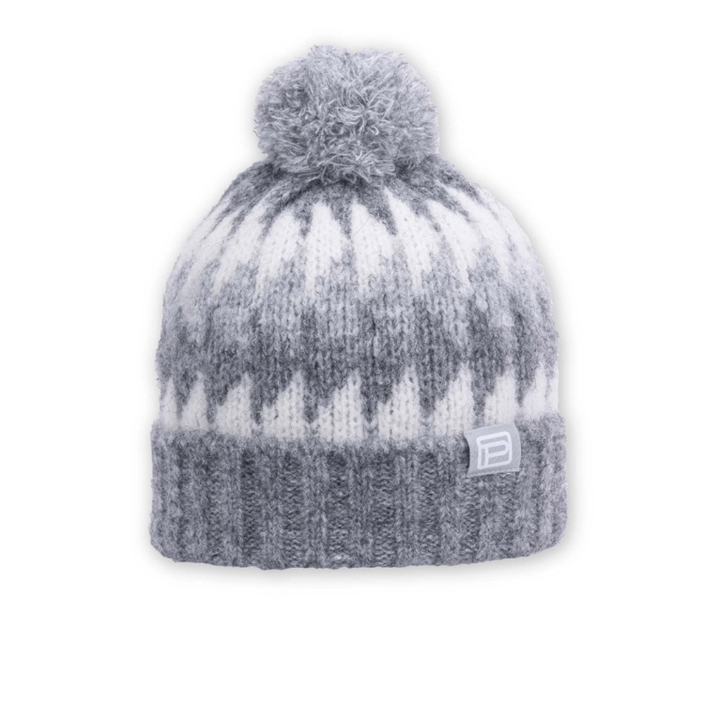 Pistil Nikita Cozy Gray and White Pom-Pom Beanie